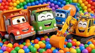 Construction Vehicles Race Song | Dump Truck, Mixer & Excavator | Kids Songs