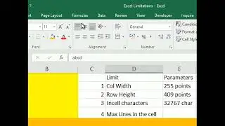 Basic Excel Part - 4) MS - Excel Limitations