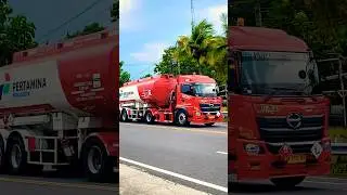 TRUK TANGKI PERTAMINA TRAILLER HINO PANJANG FULL MUATAN NGEBUT #shorts #trending #viral
