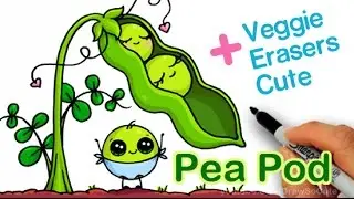 How to Draw Cute Peas in a Pod step by step Cartoon Vegetables