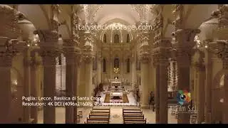 Puglia: Lecce, Basilica di Santa Crce 4K DCI video aerial (inside)