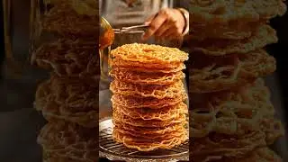 layered ghevar dessert soaked in syrup #ghevar #festivefood #indiansweet #rajasthanifood