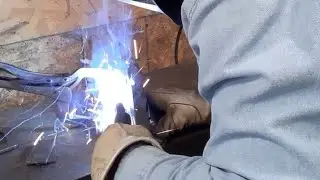 Welding ball hitch on my firewood trailer
