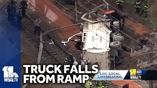 Trash truck falls from ramp in Baltimore, killing 1 person