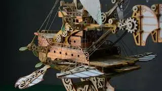 Puzzloria&trade; | Steampunk Fantasy Airship 3D Wooden Puzzle Model #puzzloria