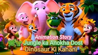 🌿🦖Jungle ka Anokha Dost &ndash; Dinosaur Ki Kahani (3D Animation Story), Kids Story