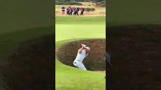 Bryson having fun in Troon's bunkers!