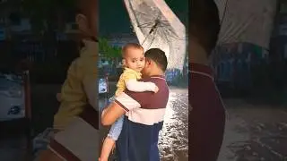 Rain rain go away ☔ let me have Fun with Mumma papa 🥰#cutebaby #shorts #kidsrhymes