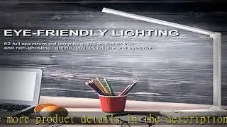 White crown LED Desk Lamp Dimmable Table Lamp Reading Lamp with USB Charging Port 5 Lighting Modes,