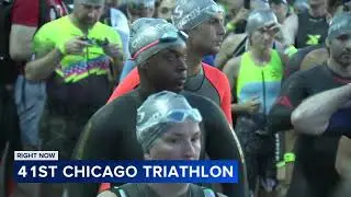 Athletes begin to cross finish line at Chicago Triathlon 2024