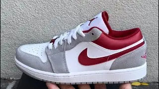 Air Jordan 1 Low Light Smoke Grey Gym Red shoes