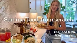 Summer from scratch food | From scratch pink lemonade, garlicky shrimp pasta & whole wheat naan