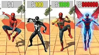 $1 vs $1,000,000 Spider-Man Suit Level Up | Indian  Bike Driving 3d 