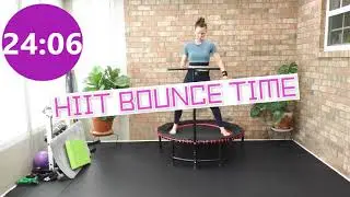 Rebounder Workout💥 HIIT Bounce- Tabata Strength- Balance Routine 💥 AT Home Mini-Trampoline Workout