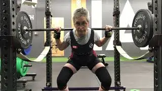 Day 3, Dec 5, 3 stop LB squat, 85#, 4 reps @6 DIF, set 2/2, 3rd stop better but left elbow back