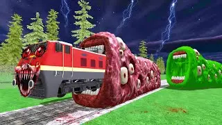 Eater Monster attacked by Haunted Train in Indian Bikes Driving 3d