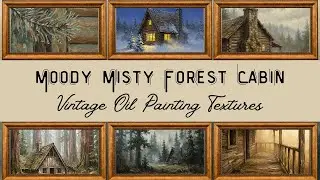 4K Frame TV Screensaver - Misty Pine Forest & Log Cabin Oil Painting Texture (No Sound)