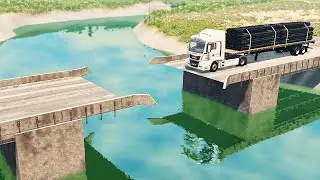 Cars vs Incomplete Bridge &ndash; BeamNG.Drive