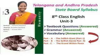 8th Class English Unit -3  Textual ,Comprehension, Grammar and Vocabulary TS & AP SSC