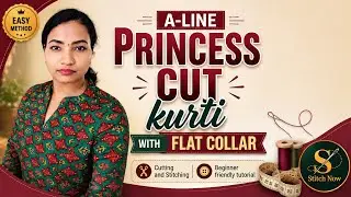 A-LINE PRINCESS CUT KURTI with FLAT COLLAR| Pattern Making| Cutting ✂️ and stitching tutorial Tamil