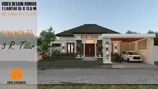 DESAIN RUMAH TROPIS 1 LANTAI UKURAN 15x11,5 M DI LAHAN 15x15,5 M, 3 RUANG TIDUR, EPS 73