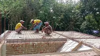 Construction of RCC Roof Slab Iron Bars Installation Reinforcement Roof Concrete
