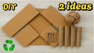 2 Easy Recycled Cardboard Crafts ♻️ | Twine Wall Decor & Storage Box