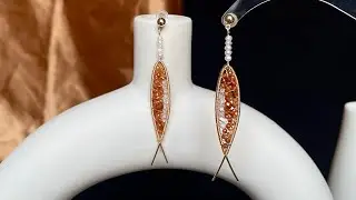 Tutorial Hessonite garnet wirewrapped fish earrings#earrings #handmadejewelry #earringslover
