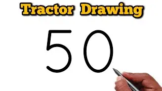 How to Draw Tractor Using 50 Number | Viral Number Art Tutorial
