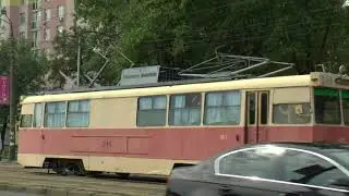 TRAMS METRO AND TROLLEYBUS IN KIEV AUG 2017