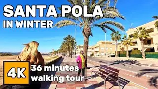 🇪🇸Santa Pola Promenade Walking Tour | Winter Sun 4K