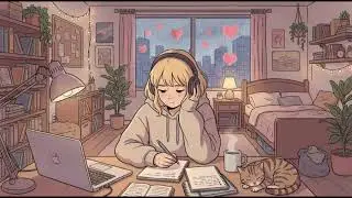 [NO ADS] Lofi music background ambience for study and focus 🌙 Lofi girl with cat valentine special