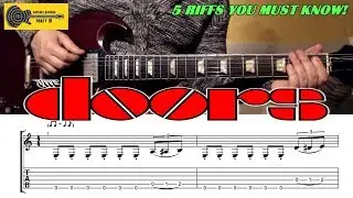 THE DOORS Guitar Riffs - Top 5 - with TABS / SHEET - Best THE DOORS Riffs TUTORIAL COVER