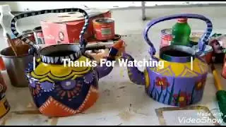 How to Hand paint Aluminum Tea Kettle | Teapot diy |  Recycle Old Tea Kettle | DIY Home Decor