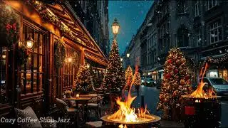 Cozy Winter Jazz ❄️ Christmas Street at Night