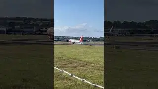 HEAVY Landing in strong winds at Leeds Bradford Airport.