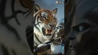 Tiger vs AI Robot 😱 | Nature vs Technology | Epic AI Fight Cinematic #animals #shorts #hindishorts