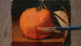 Tangerine still life oil painting on board by Aleksey Vaynshteyn