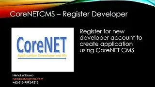 CoreNET - Register Developer Account