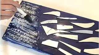 DIY Mirror Mosaic Wall Art || Broken Mirror Art || Glue Gun Wall Art || Glitter Canvas Wall Art