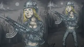 Urban Huntress Warrior[Timelapse][Digital Painting]