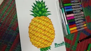 Pineapple🍍 Drawing Tutorial...How to Draw A  Pineapple/Mou Art Class.