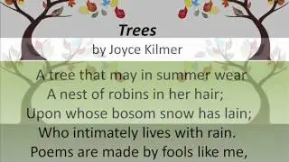 Trees by Joyce Kilmer (LYRICS),  Song composed by Oscar Rasbach, Arrangement by Garth Kayster