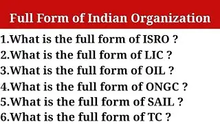 Full Form of National Organization part- 2 |Indian Organization