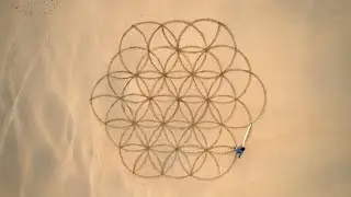 Satisfying Sand Art: Drawing Circular Geometric Patterns (#1 Flower of Life) 4k