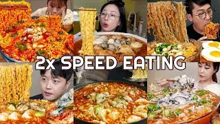 Satisfying Spicy Noodle Soup Ramyun Mukbang | ASMR 2x Speed Eating Show 