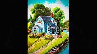 How to Draw a Beautiful Riverside Cottage | Step-by-Step Landscape Drawing Tutorial.