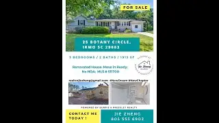 HOUSE FOR SALE  COLUMBIA SC - 25 BOTANY CIRCLE, IRMO SC 29063  - RV.1 - BY JIE ZHENG 803 553 6902