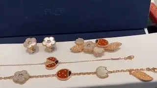 Van Cleef&Arpels lucky Spring Clip bracelet earring 18 real gold mother of pearl