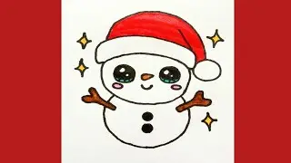 how to draw super easy snowman step by step l#christmasdrawingideas@kidscreativecanvas-123